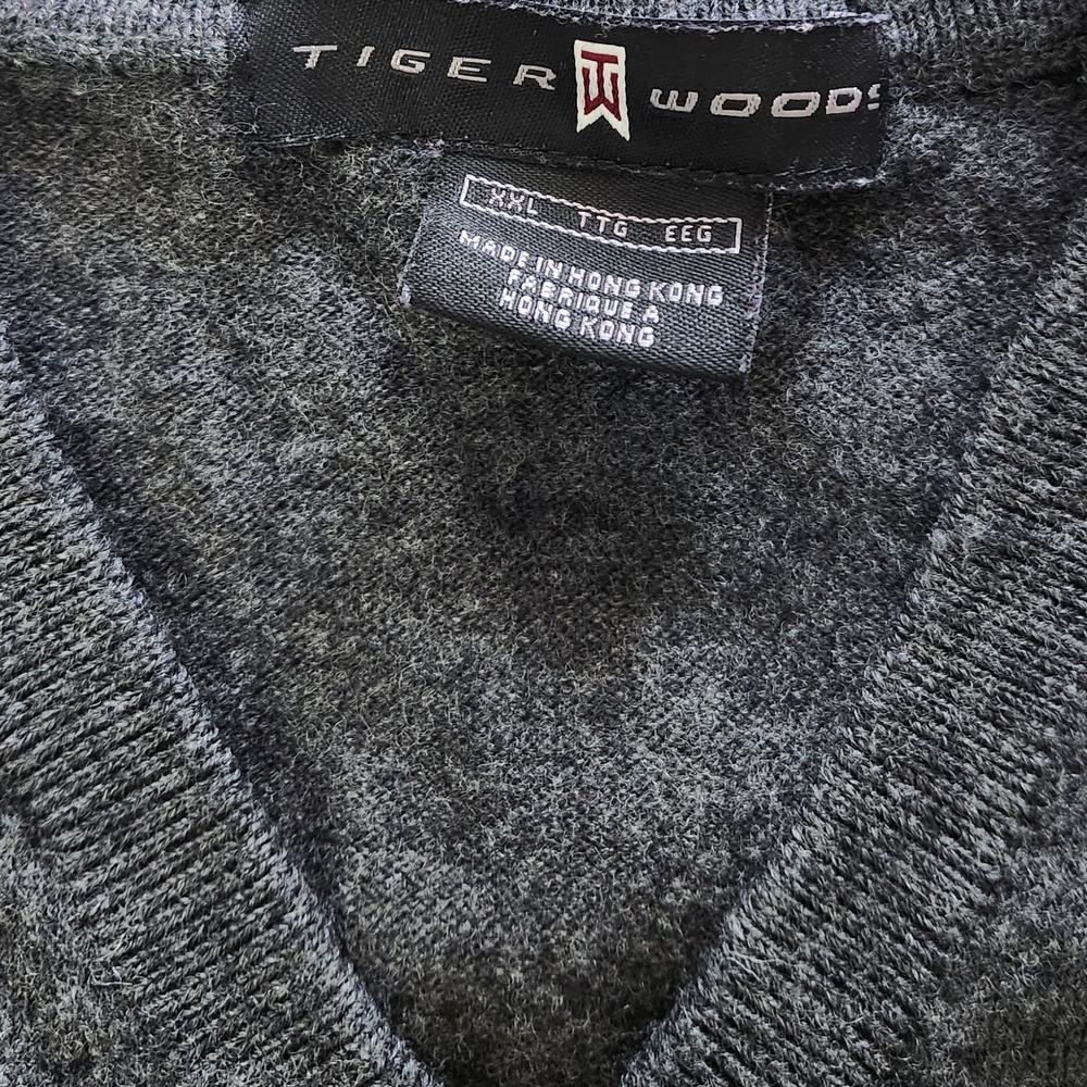Vintage Nike Golf Tiger Woods Mens 2XL Knit V-Neck Sweater Vest Gray - Picture 3 of 7